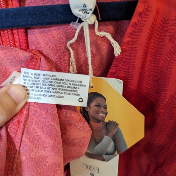 NWT Maxi long dress in red color FE NOEL Size S or 4 kimono style with zipper - Picture 5 of 7